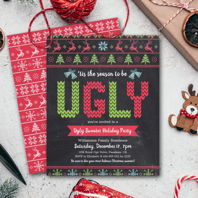 Budget Ugly Sweater Christmas Chalkboard Invite (Creator Uploaded)