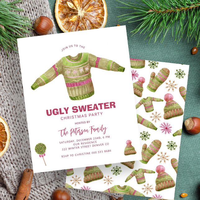 Budget Ugly sweater Christmas party invitation (Creator Uploaded)