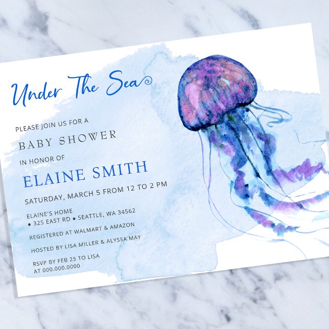 Budget Under the sea jellyfish baby shower Invite (Creator Uploaded)