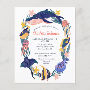 Budget Under the Sea Ocean Baby Shower Invitation