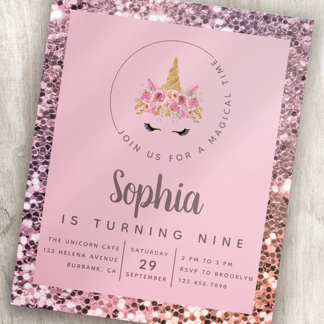 Budget Unicorn Glitter Birthday Party Invitation (Creator Uploaded)