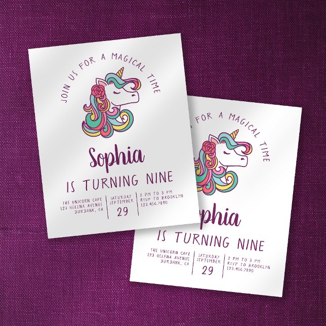 Budget Unicorn Kid's Birthday Party Invitation Flyer (Creator Uploaded)