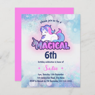 Budget Unicorn Magical Any Age 6th Birthday