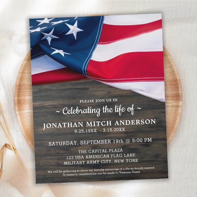 Budget Veteran Patriotic Celebration Of Life Invit (Creator Uploaded)