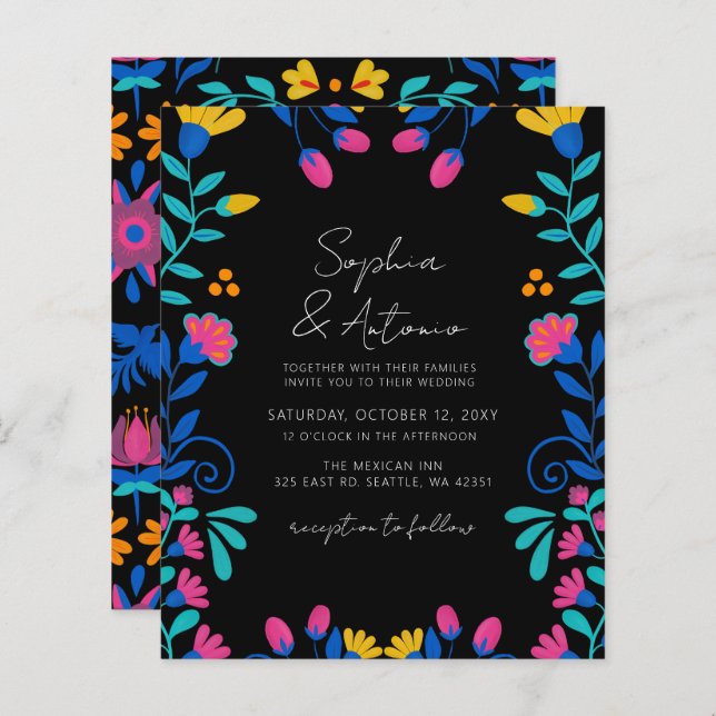 Budget Vibrant Mexican Floral Fiesta Wedding (Front/Back)