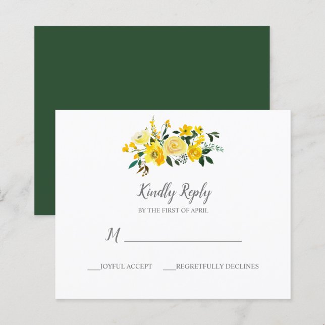 BUDGET Vibrant Yellow Floral Wedding  Response (Front/Back)