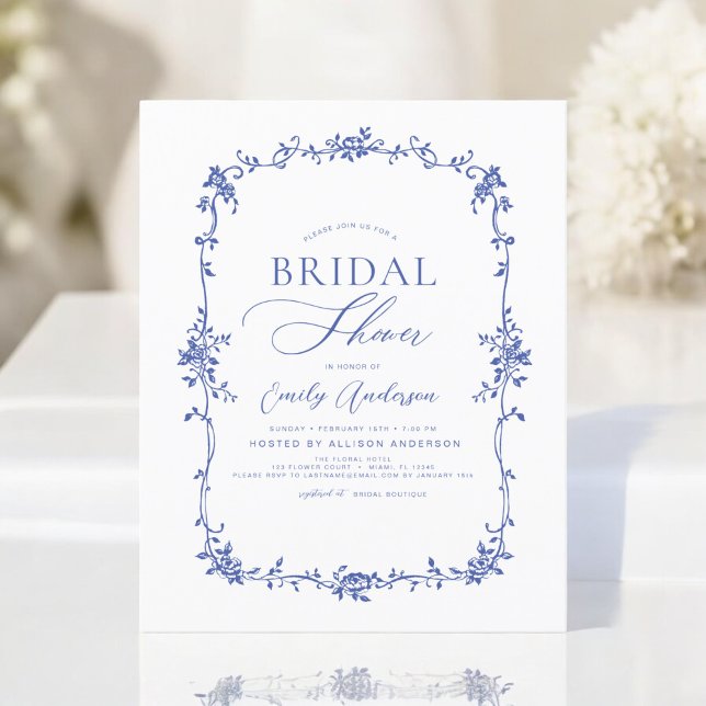 Budget Victorian Blue Bridal Shower Invitation (Creator Uploaded)