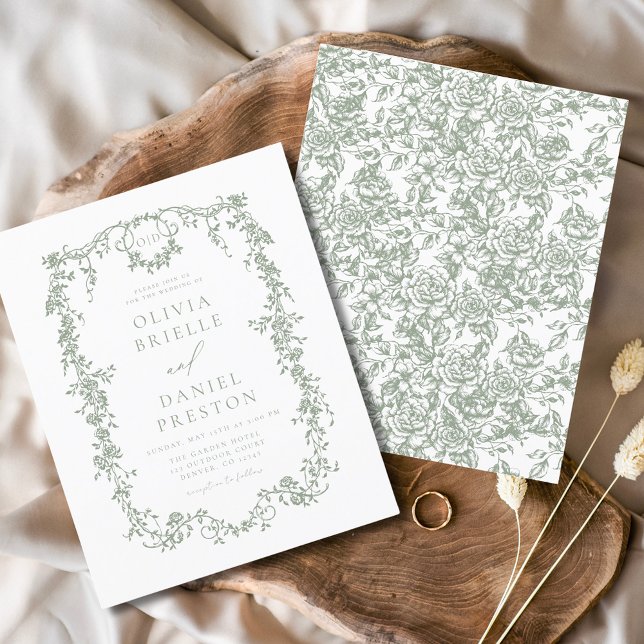 Budget Victorian Monogram French Green Wedding (Creator Uploaded)