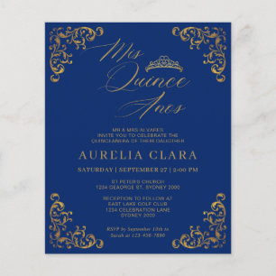 BUDGET Vintage Blue Gold Mis Quince Quinceañera