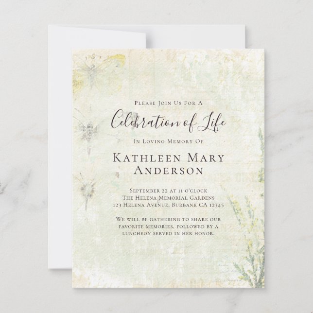 BUDGET Vintage Celebration of Life Invitation (Front)
