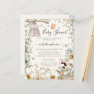 Budget Vintage Dress Girl Baby Shower Cream Invite