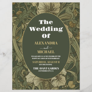 Budget Vintage Floral Art Nouveau Wedding Flyer