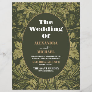 Budget Vintage Floral Art Nouveau Wedding Flyer