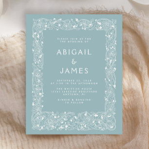 Budget Vintage Floral Border Blue Wedding