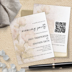 Budget Vintage Florals QR Wedding Evening Invite