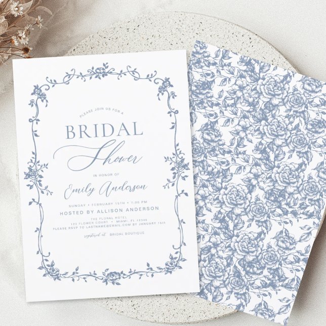 Budget Vintage French Dusty Blue Bridal Shower (Creator Uploaded)