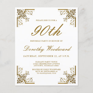 Budget Vintage Gold Script Birthday Invitation