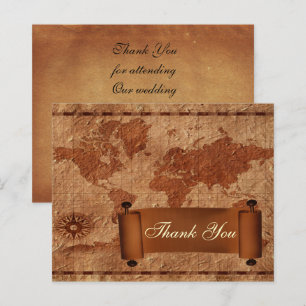 Budget Vintage Map Wedding Thank You Cards