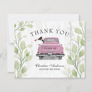 Budget Vintage Pink Truck Graduation Thank You