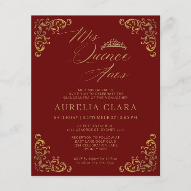 BUDGET Vintage Red Gold Mis Quince Quinceañera (Front)