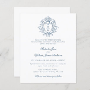 Budget Vintage Regency Crest Wedding Invitation