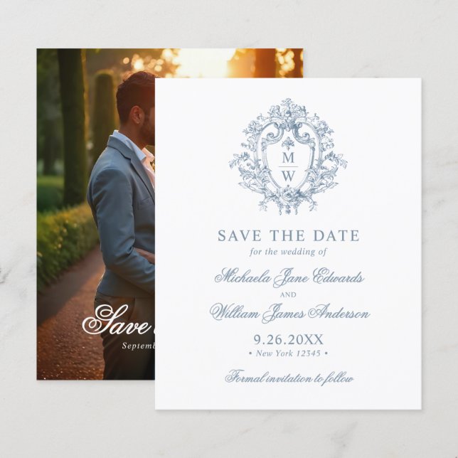 Budget Vintage Regency Crest Wedding Save The Date (Front/Back)