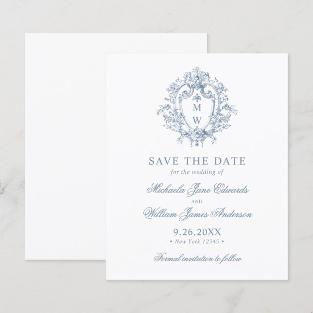 Budget Vintage Regency Crest Wedding Save The Date (Front/Back)