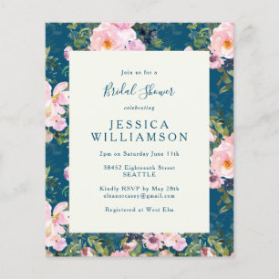 Budget Vintage Romantic Florals Blue Bridal Shower