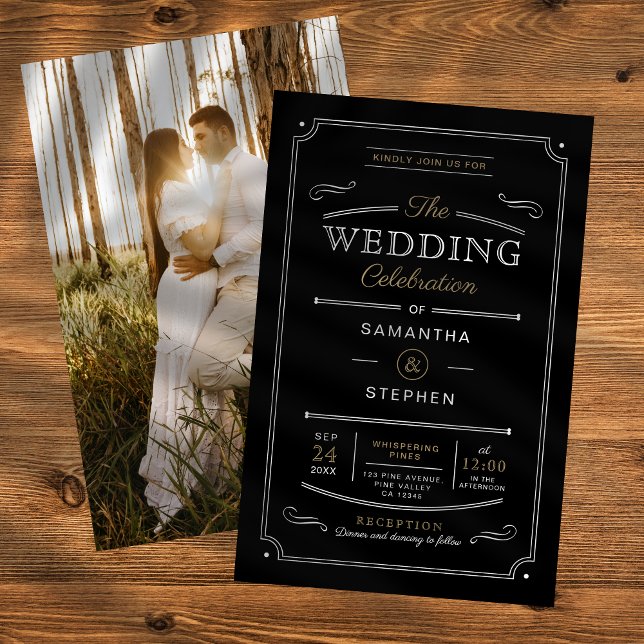 Budget Vintage Style Photo Wedding Invitation (Creator Uploaded)
