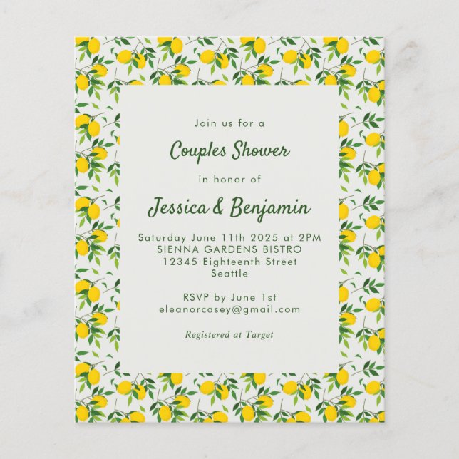 Budget Vintage Summer Lemon Fruit Couples Shower (Front)