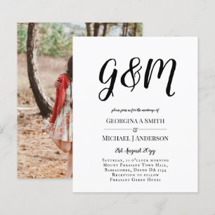 Budget Vintage Typography photo Wedding INVITE