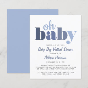 Budget Virtual Baby Boy Shower Oh Baby Invitation