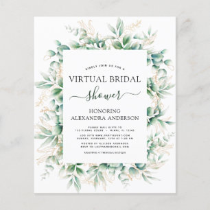 Budget Virtual Bridal Shower Botanical Greenery Flyer