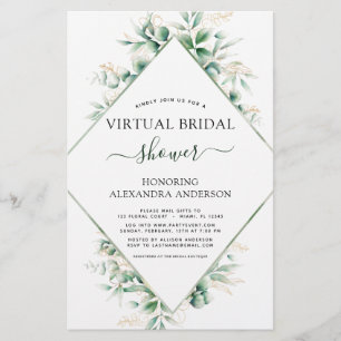 Budget Virtual Bridal Shower Botanical Invitation