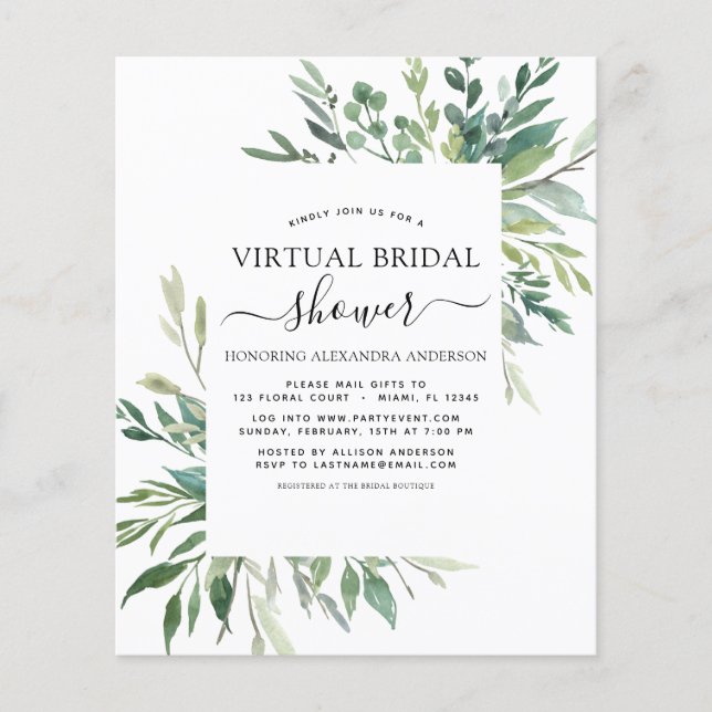 Budget Virtual Bridal Shower Greenery (Front)