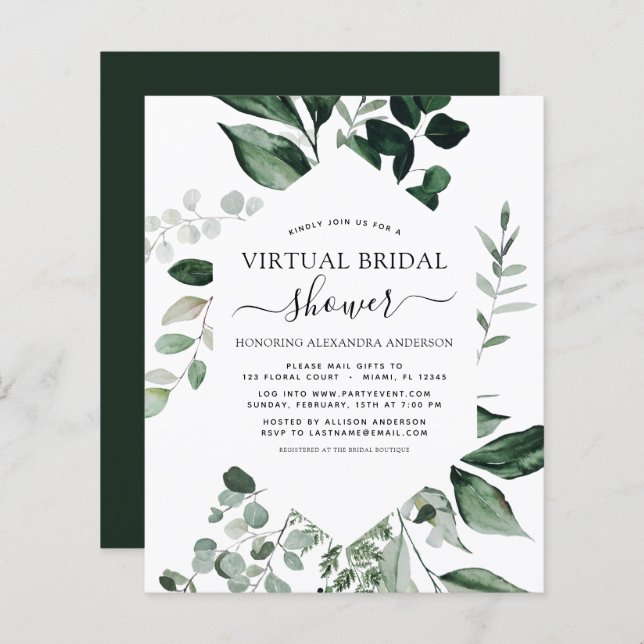 Budget Virtual Bridal Shower Greenery (Front/Back)