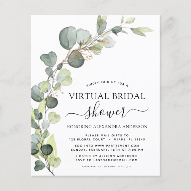 Budget Virtual Bridal Shower Greenery Eucalyptus (Front)