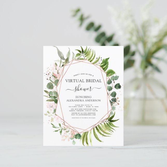 Budget Virtual Bridal Shower Greenery Rose Gold (Standing Front)