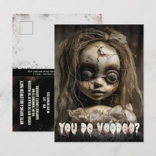 Budget Voodoo Doll Adult Halloween Invitation Postcard