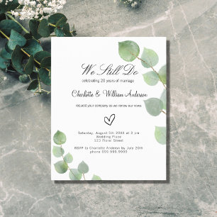 Budget vow renewal eucalyptus greenery invitation