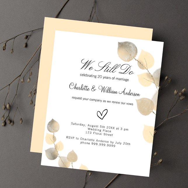 Budget vow renewal golden eucalyptus invitation (Creator Uploaded)