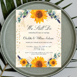 Budget vow renewal sunflower eucalyptus invitation<br><div class="desc">A white and golden watercolored background decorated with sunflowers,  eucalyptus greenery and golden leaves and golden hearts sprinkle.  Personalise and add your names and party details.</div>