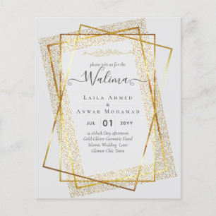 Budget Walima Muslim Wedding Gold Frame Invite Flyer