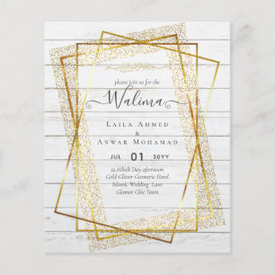 Budget Walima Muslim Wedding Gold Frame Invite Flyer