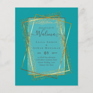 Budget Walima Muslim Wedding Gold Frame Invite Flyer