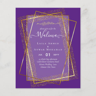 Budget Walima Muslim Wedding Gold Frame Invite Flyer