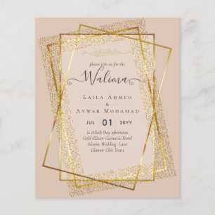 Budget Walima Muslim Wedding Gold Frame Invite Flyer