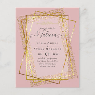 Budget Walima Muslim Wedding Gold Frame Invite Flyer