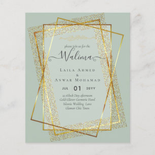 Budget Walima Muslim Wedding Gold Frame Invite Flyer
