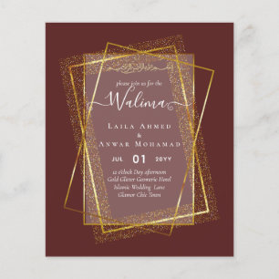 Budget Walima Muslim Wedding Gold Frame Invite Flyer